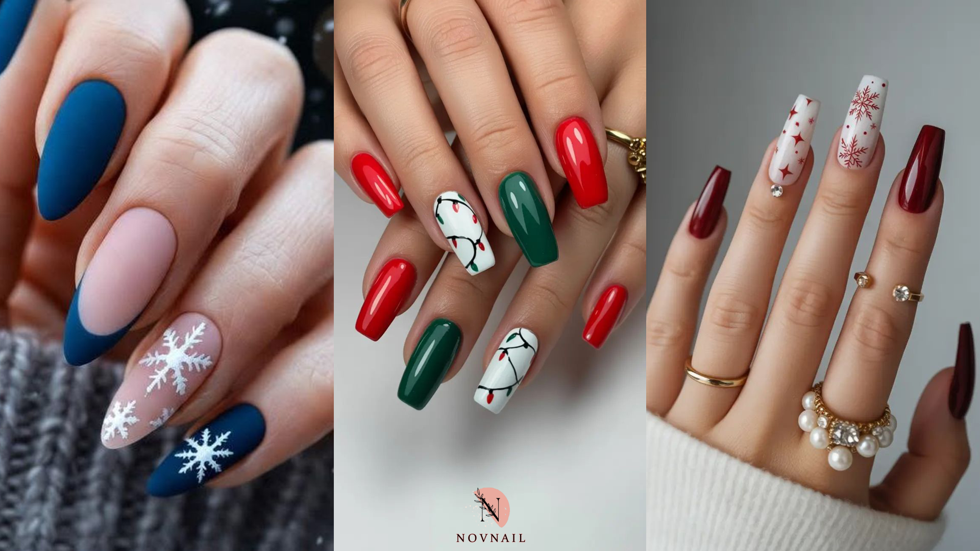 مدل ناخن بلند کریسمس؛ جلوه‌ای لوکس و چشم‌گیر